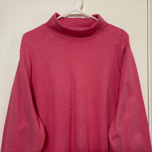 L.L. Bean Women's Plus L/S Interlock Turtleneck Tee Shirt Top 2X Heather Pink - Picture 2 of 9